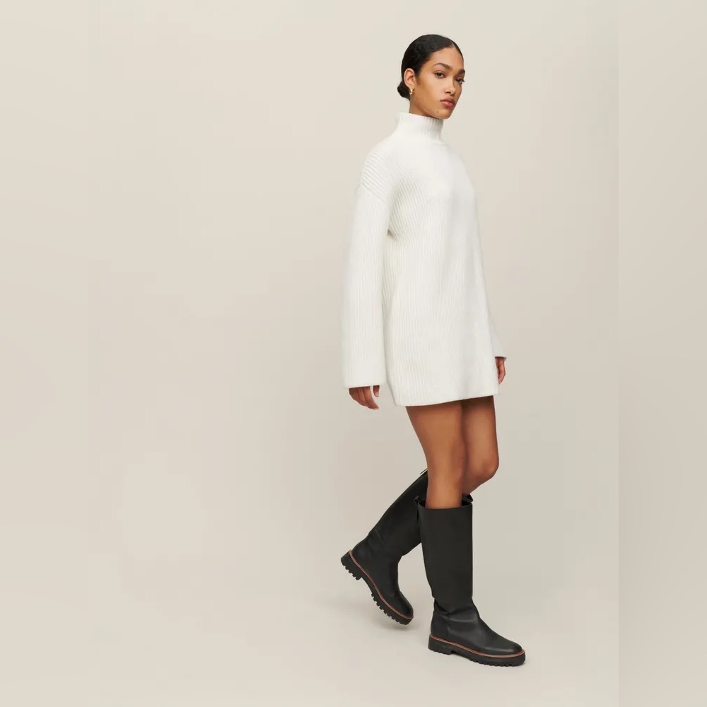 Reformation “Zucca” 💯 wool sweater dress creamy white size medium